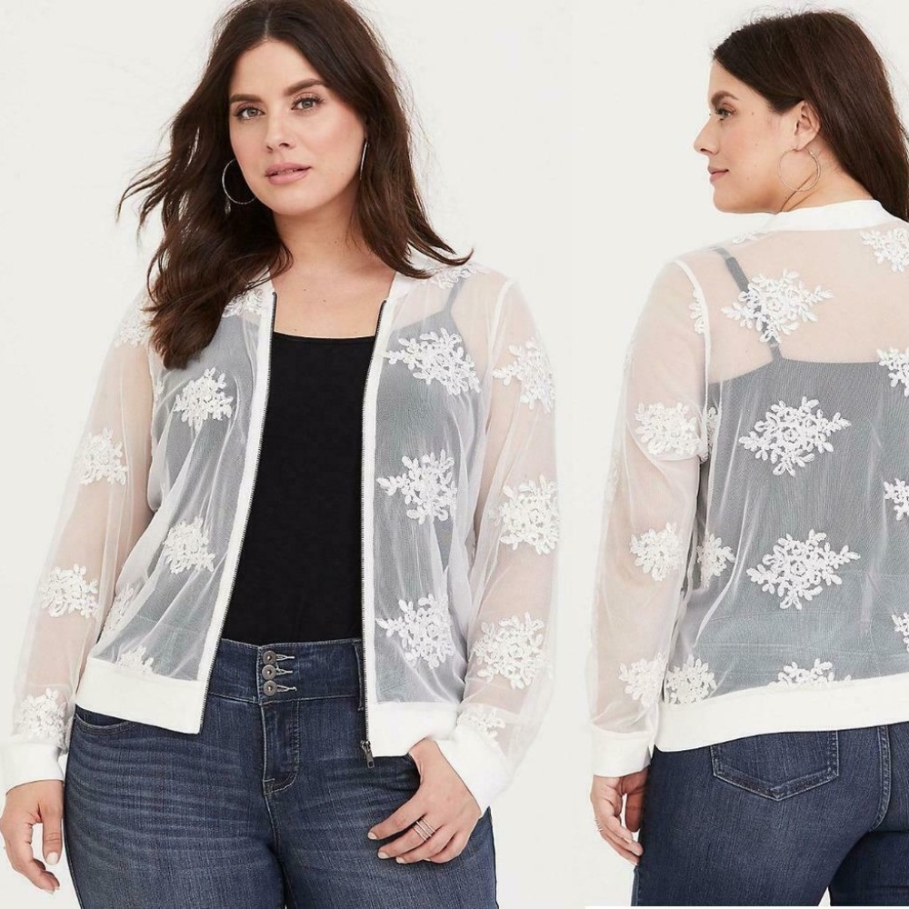 White Torrid Zip Up Jacket Plus Size 2x